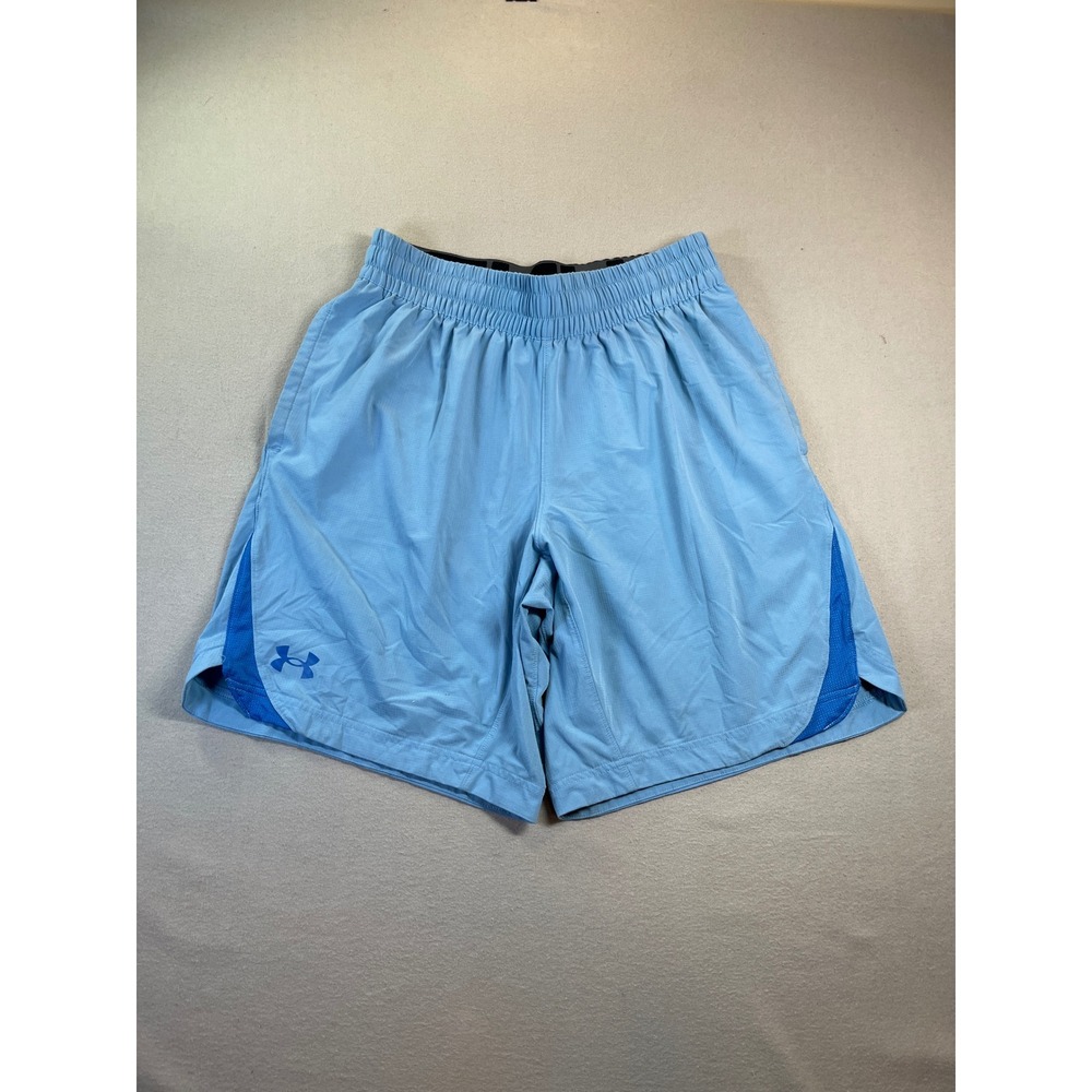 Under Armour Mens M Blue Athletic Shorts Loose HeatGear Mesh Training Gym